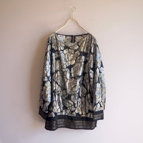 70〜80s "Andree Gaye" metallic floral blouse