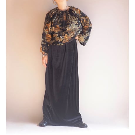 vintage landscape cropped blouse