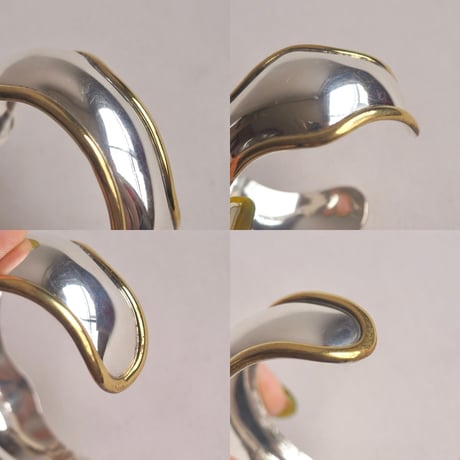 vintage "LATON" Mexican silver × brass wave cuff bangle