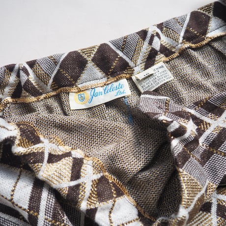 70s "Jan Celeste Ltd." metallic plaid maxi skirt