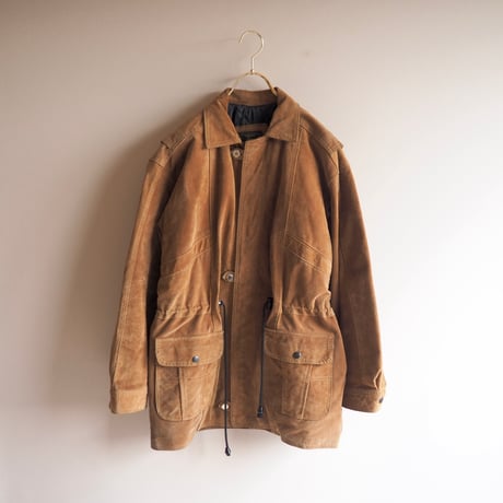 made in Australia drawstring suede × quilted jacket