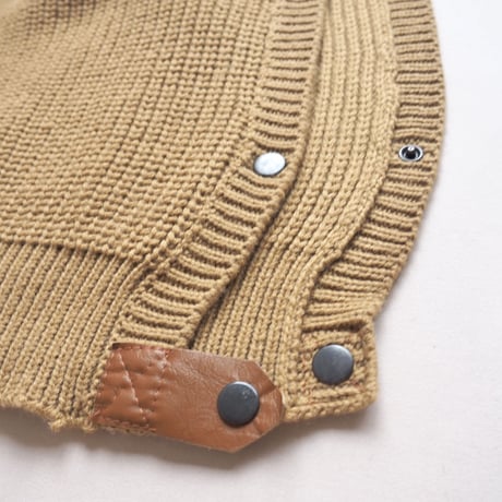 90s knit × leather design poncho vest
