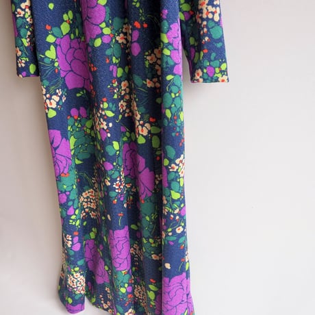 70s made in Sweden glitter floral maxi dress
