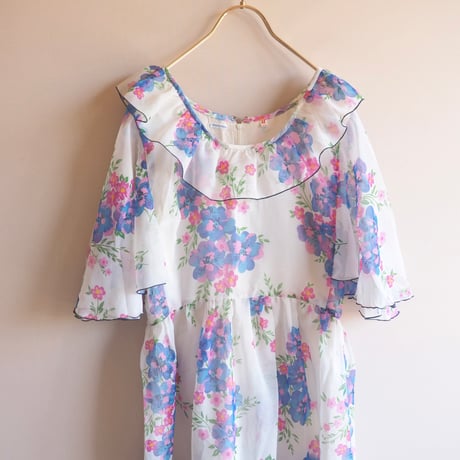 70s "HOGEVEEN" sheer floral midi dress