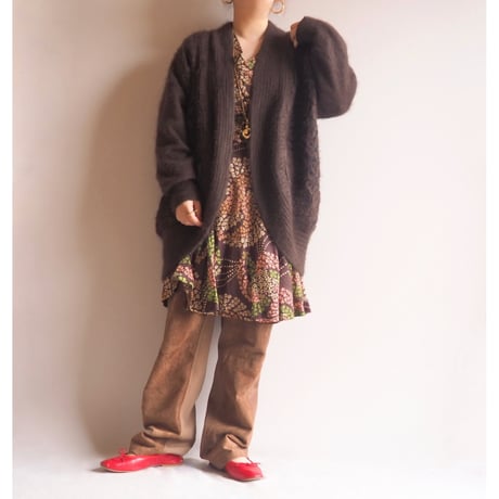 vintage angora floral design cardigan