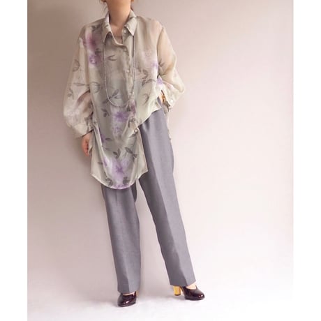 "notations" sheer floral oversized blouse