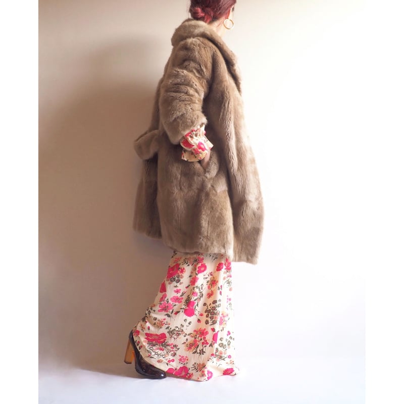 60s real fur back strap jacket | Nia vintage