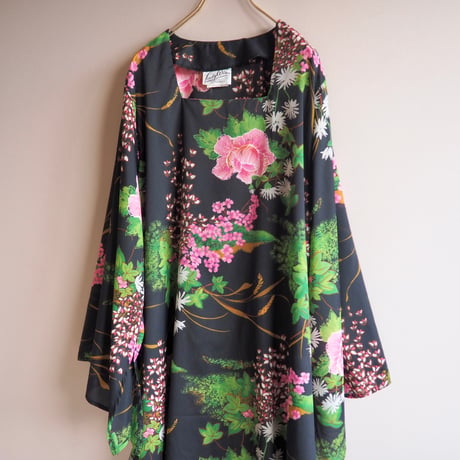 70s "LADY WINN California by Teddi" floral sheer tunic (B)