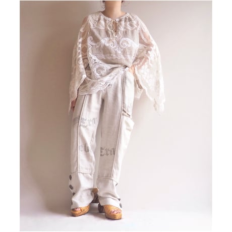 vintage folk linen design pants