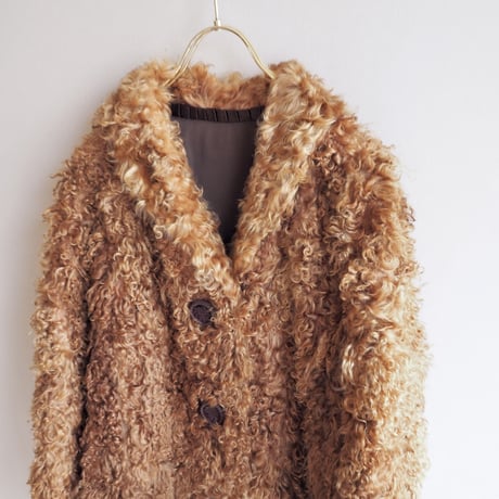 vintage curly lamb fur jacket