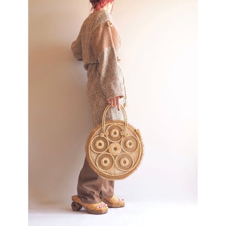 70〜80s made in Italy wood woven design tunic