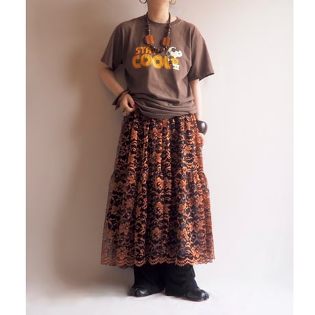 90s "Carole Little Sport" lace tiered midi skirt