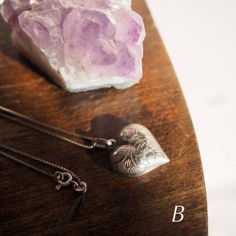 vintage silver925 puffy heart necklace