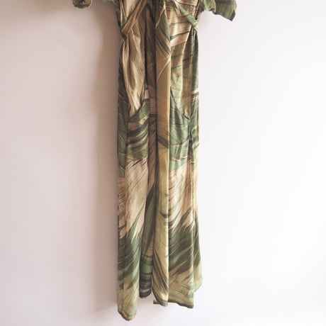 90s〜 leaf print cache coeur maxi dress