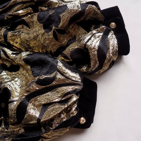 70〜80s "david brown for Saks Fifth Avenue" floral brocade × velvet maxi dress