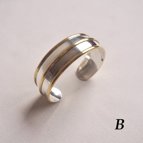vintage Mexican silver × brass design cuff bangle