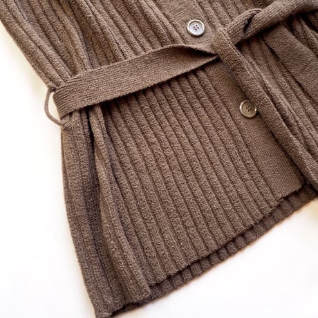 90s faux fur collar rib cardigan