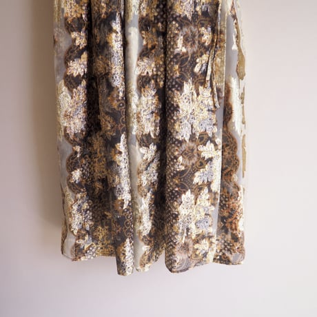 70s floral metallic wrap maxi skirt