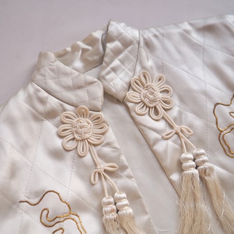 50〜60s chinese embroidered quilt jacket (ivory)