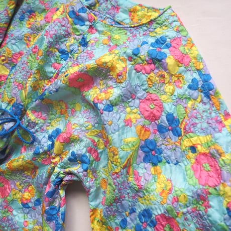 60〜70s quilted floral house maxi dress