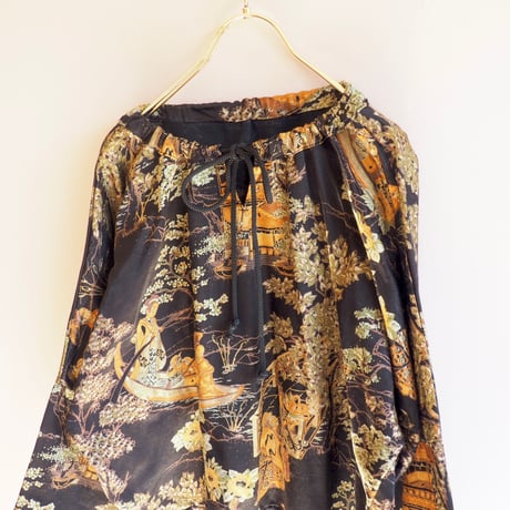 vintage landscape cropped blouse