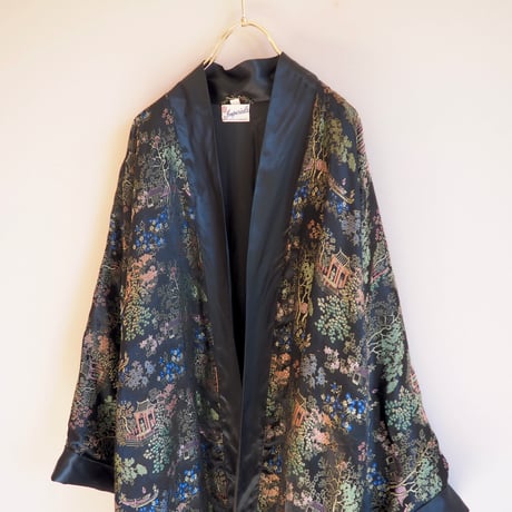 70〜80s black chinese brocade robe