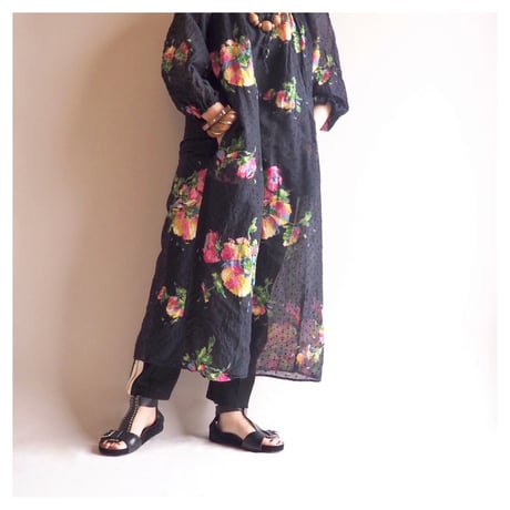 80〜90s floral sheer maxi dress
