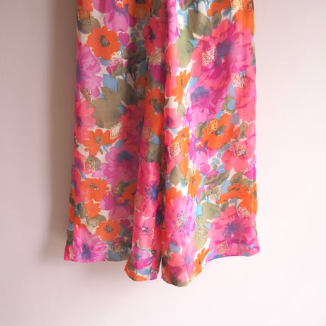 70s ”Adelaar" floral metallic easy wide pants