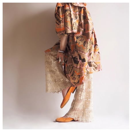 "The African Village" big collar tunic dress (PK×BE)