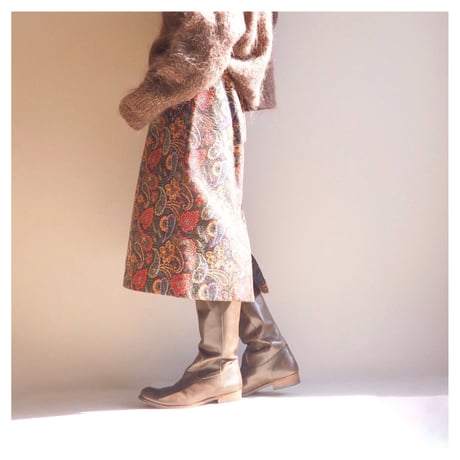 vintage paisley tapestry midi skirt