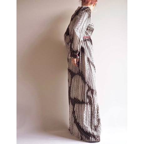 70s "Leslie fay" metallic abstract maxi dress