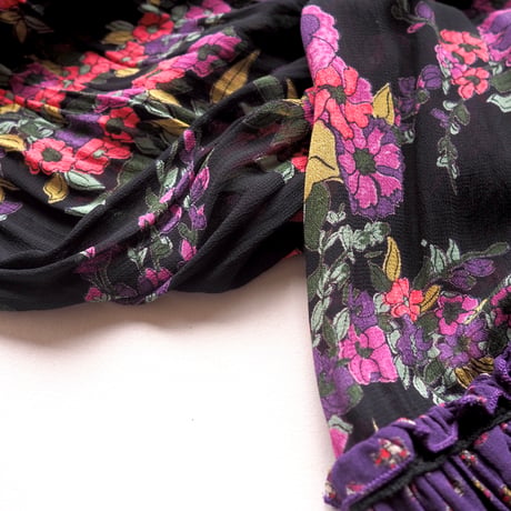 vintage floral semi sheer midi dress