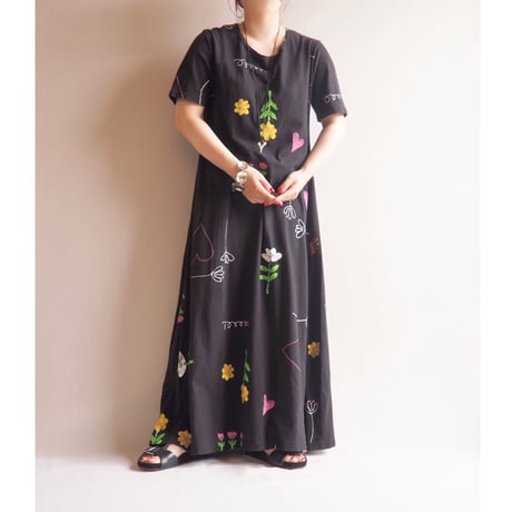 "Copa Cabana" graffiti print s/s maxi dress
