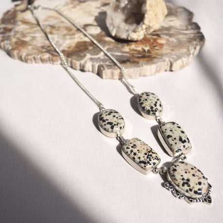 vintage dalmatian jasper stone silver925 necklace