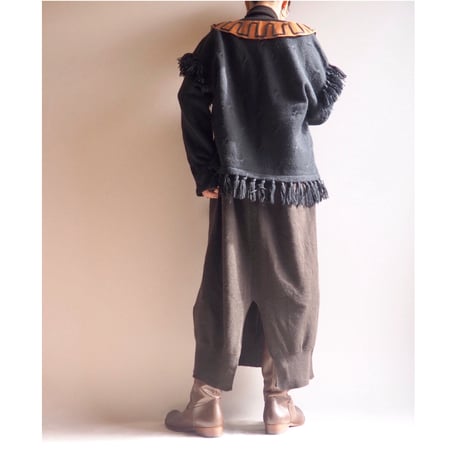 vintage fringe × leather design cardigan