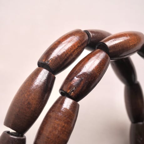 70〜80s wood beads handle granny knit bag
