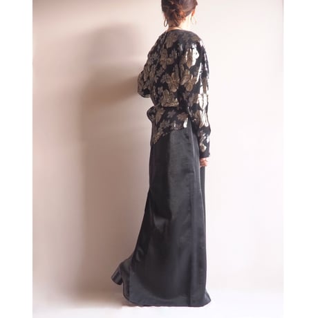 "SAND" black shiny maxi skirt