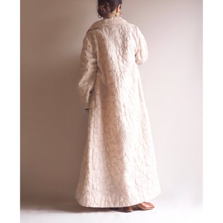 60〜70s "Selber Bros" floral quilted maxi robe
