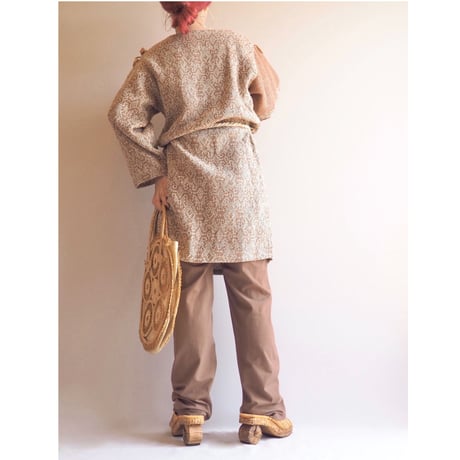 70〜80s made in Italy wood woven design tunic