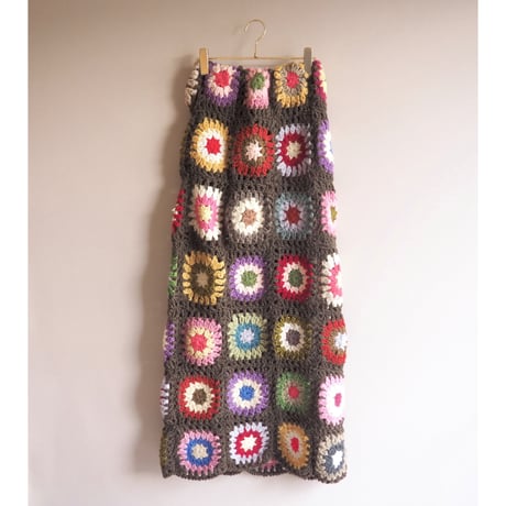original remake granny square maxi skirt