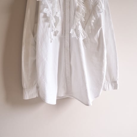 80〜90s folk cotton ruffle blouse