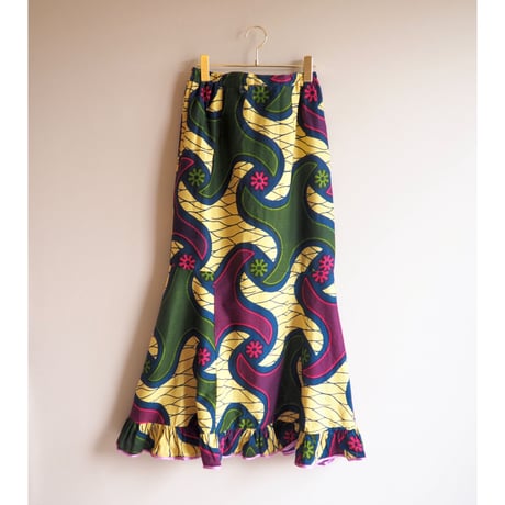 vintage african batik mermaid maxi skirt