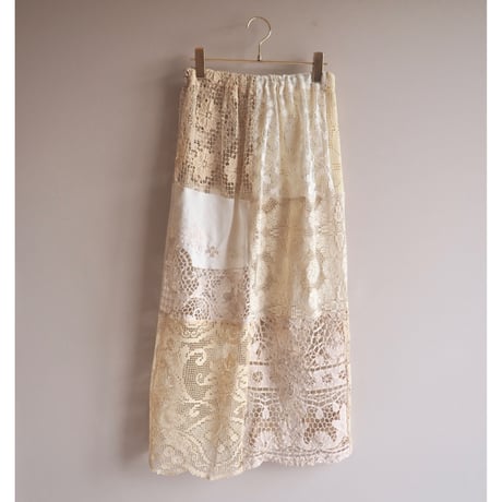 original remake lace patchwork maxi skirt 【B】