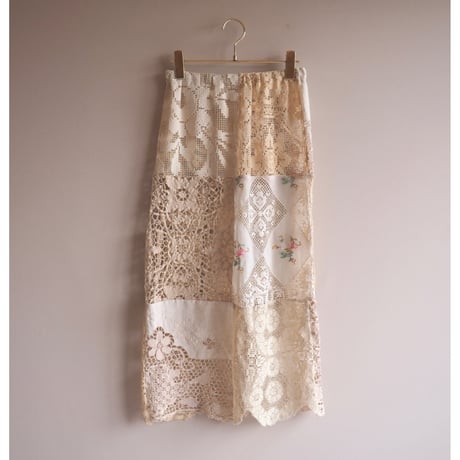 original remake lace patchwork maxi skirt 【E】