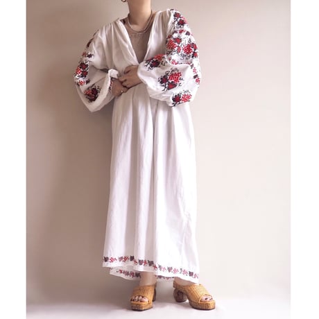 vintage ukrainian embroidered maxi dress