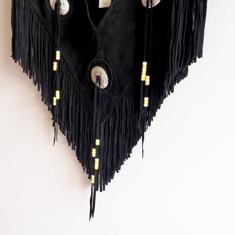 vintage suede leather fringe collar