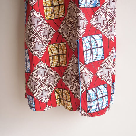 vintage african batik ruffle maxi dress