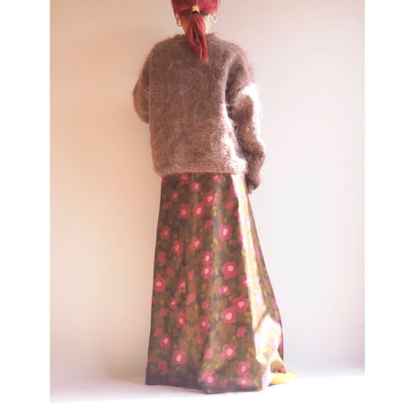 70s floral flare maxi skirt