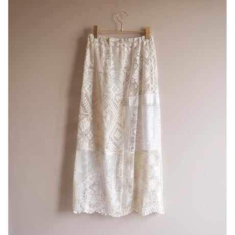 original remake lace patchwork maxi skirt (WH)