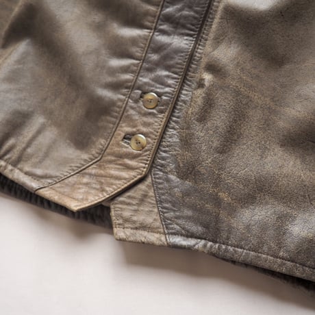 vintage drawstring design leather coat